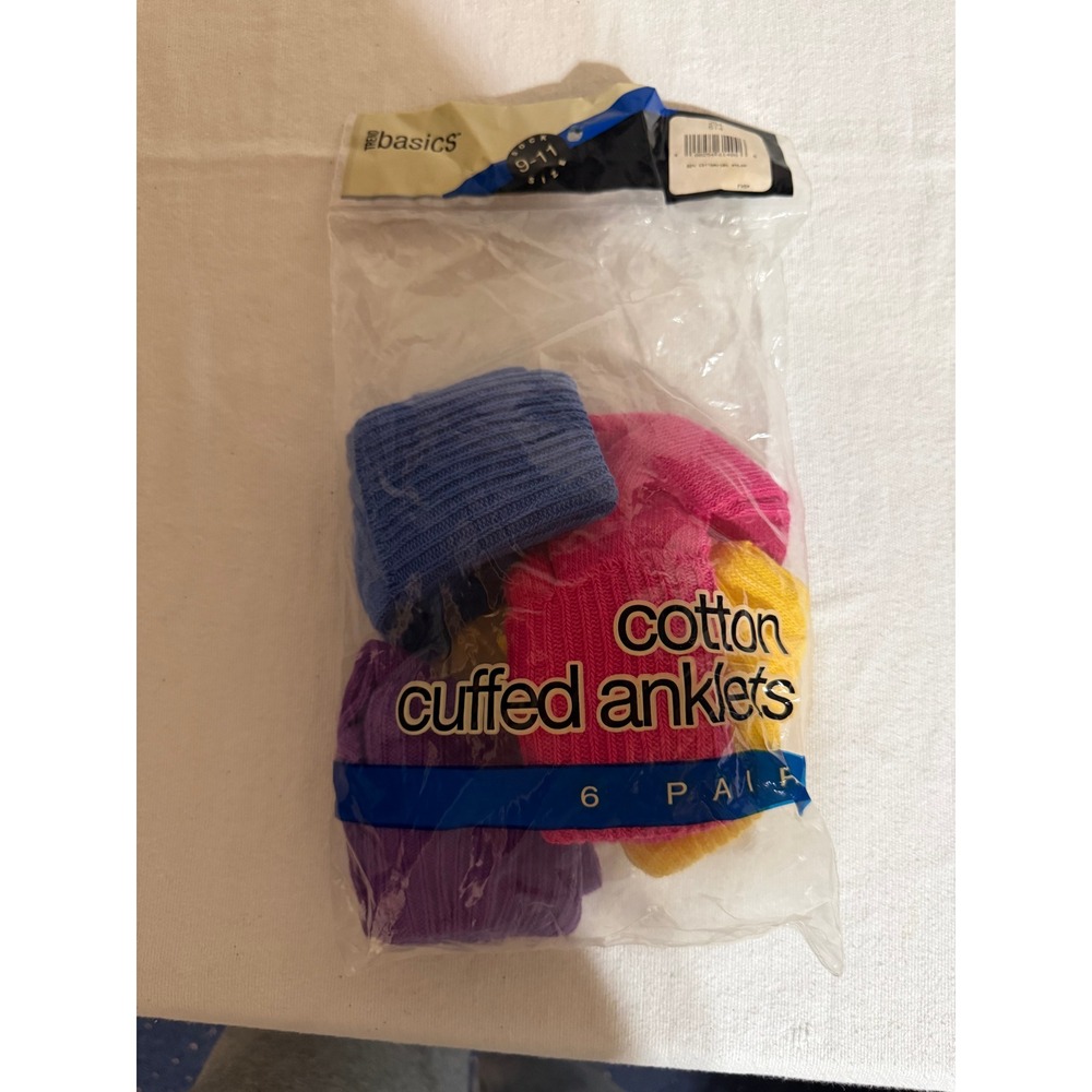Trend Basics Cotton Cuffed Anklets 4 Pairs Multi Color Vintage Socks‎ Size 9-11